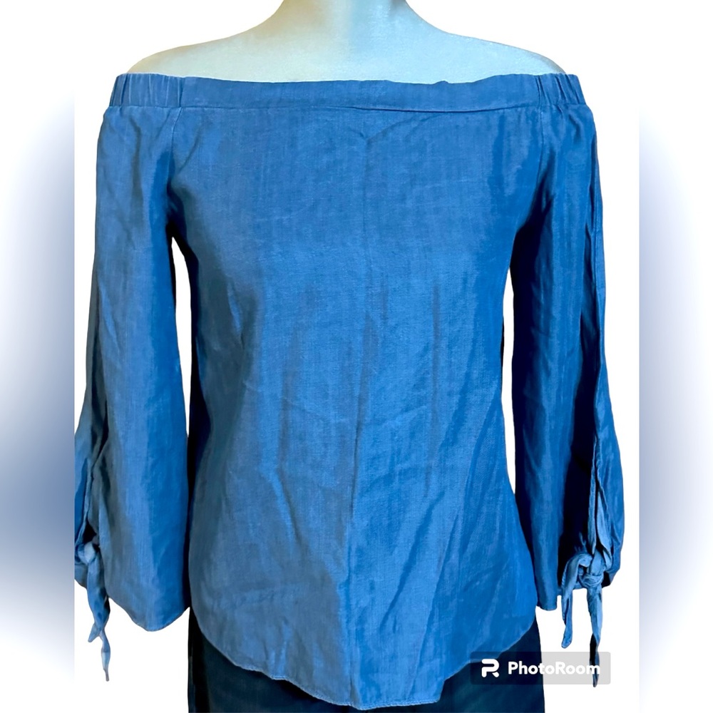 Off the Shoulder Denim/Chambray Shirt